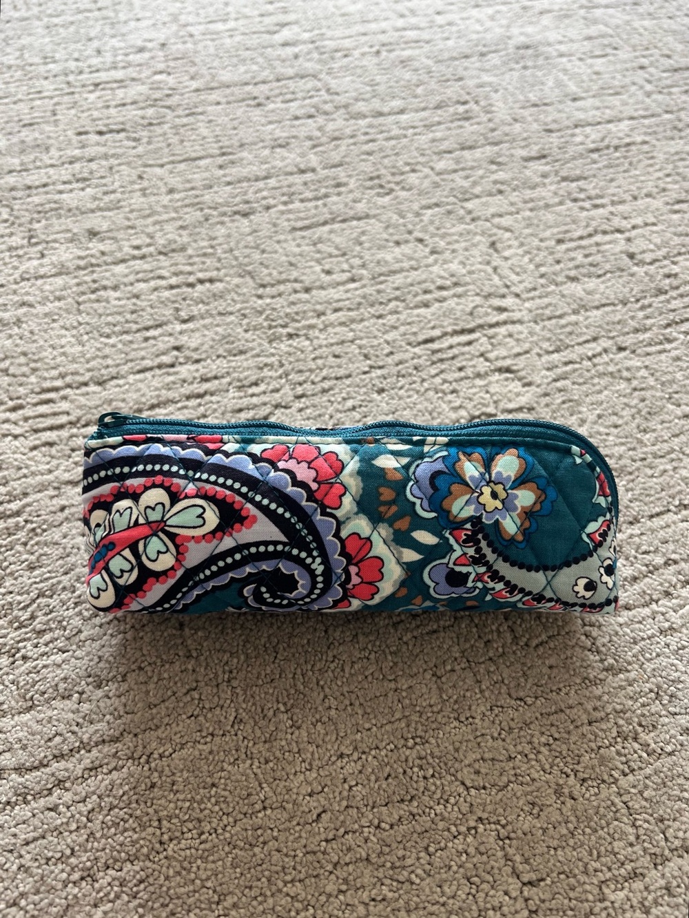 Vera Bradley Teal Floral Quilted Cosmetic Pouch